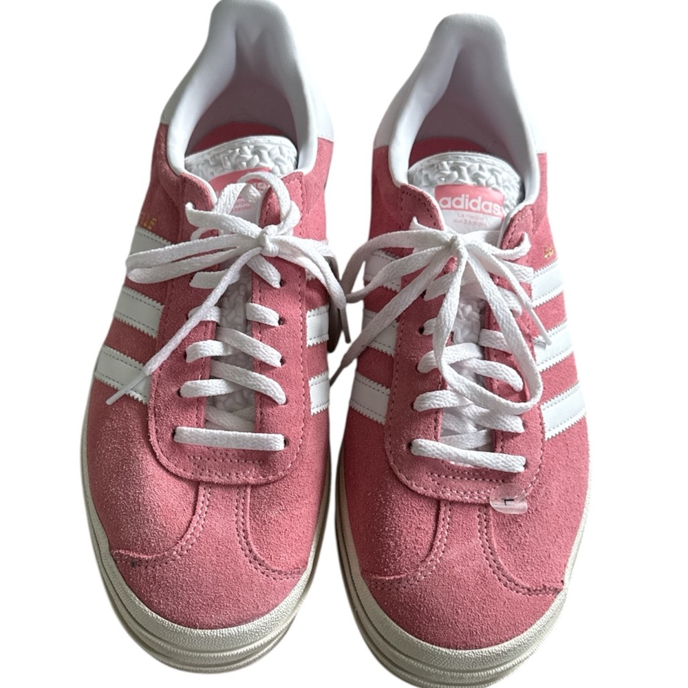 Adidas Gazelle Bold in the Super Pop Pink colorway.